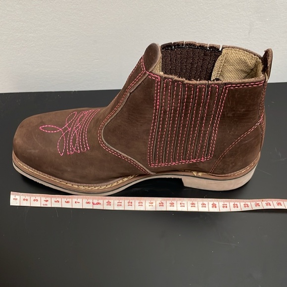 Cowboy Riding Rodeo Boot Square Toe Short Shaft coffee brown pink womens US6 - Picture 12 of 12